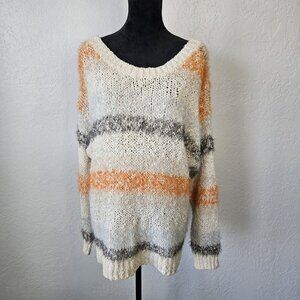 Meadow Rue Long Sweater SZ Large Soft Comfy Fall Keyhole Bow fuzzy winter